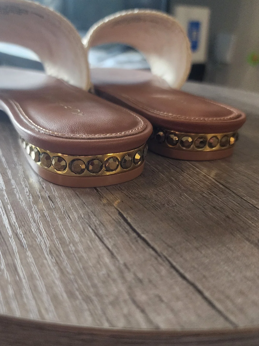 Kurt Geiger Beige Raffia Slide Sandals